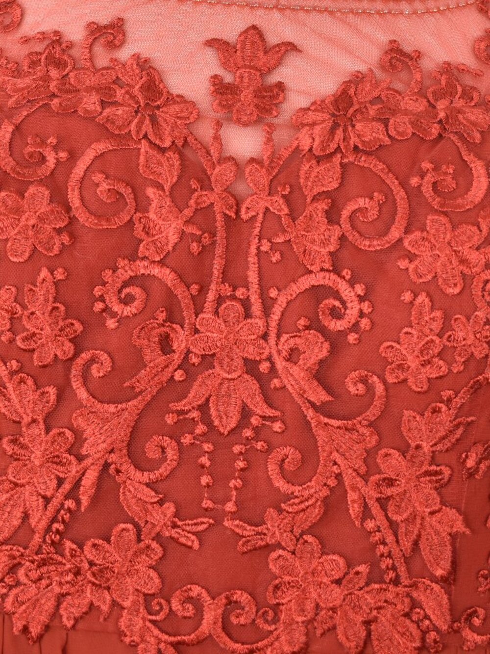 Azazie RUST Short Sleeve Lace Chiffon Dress - 22 - Picture 11 of 12